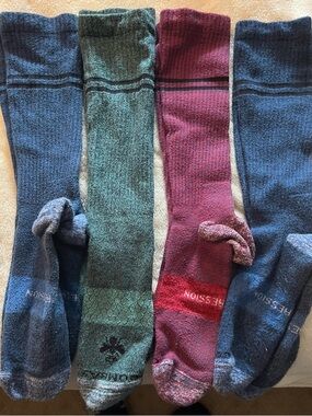 Bombas Men's Crew Socks in Blue, Green, and Red